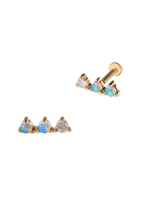 Three-step opal and diamond piercing earrings photo