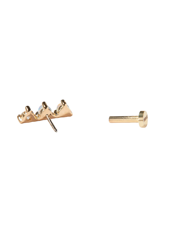 Three-step opal and diamond piercing earring