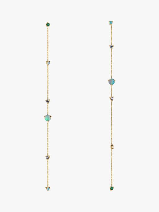 Linear chain opal and diamond earrings photo