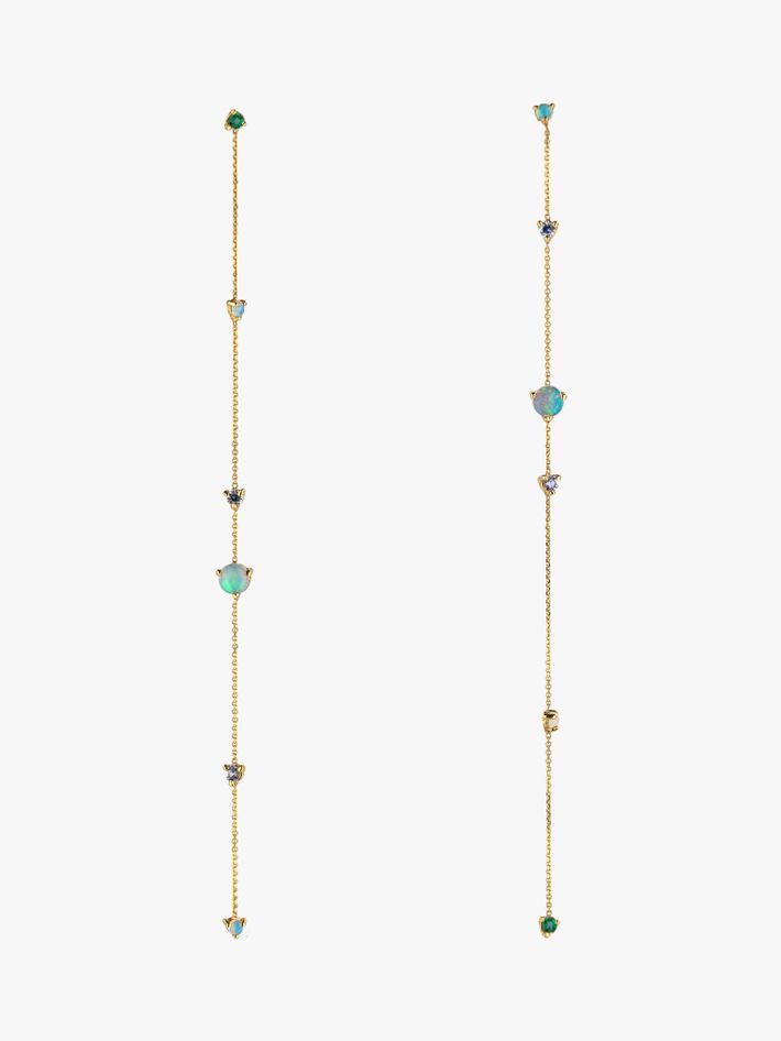 Linear chain opal and diamond earrings