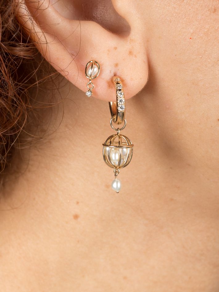 Universe diamond & pearl earrings