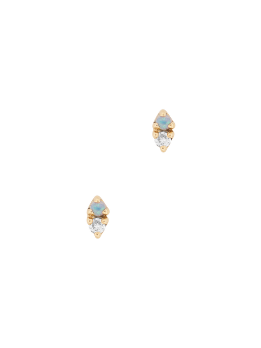 Two step opal and diamond piercing earrings photo