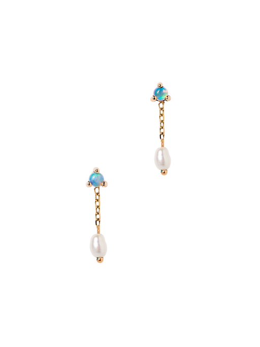 Large opal & pearl shower earring photo