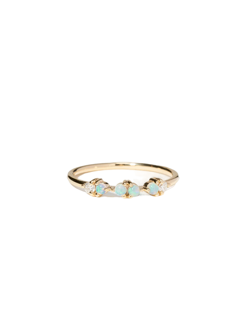 Opal and diamond demi-paired ring photo