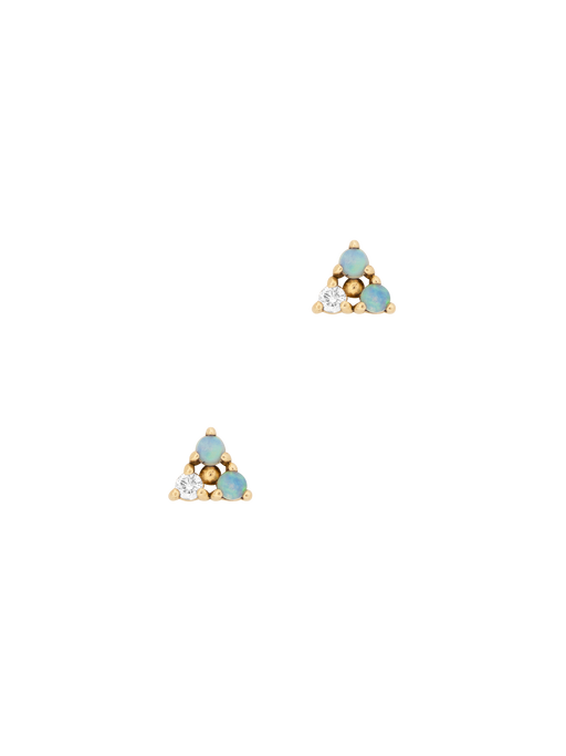 Tri-opal & diamond piercing earrings photo