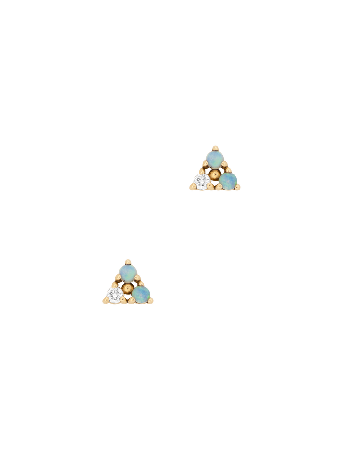Tri-opal & diamond piercing earrings