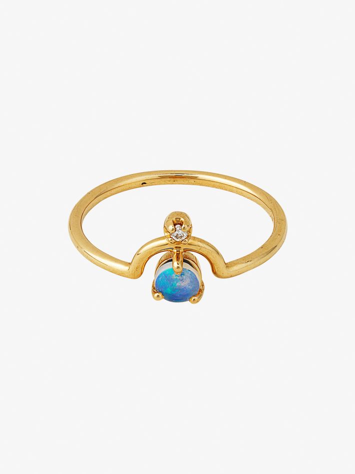 Nestled opal and diamond ring