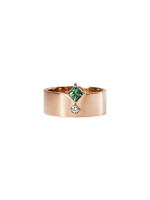 Princess cut sapphire and diamond bricolage ring photo