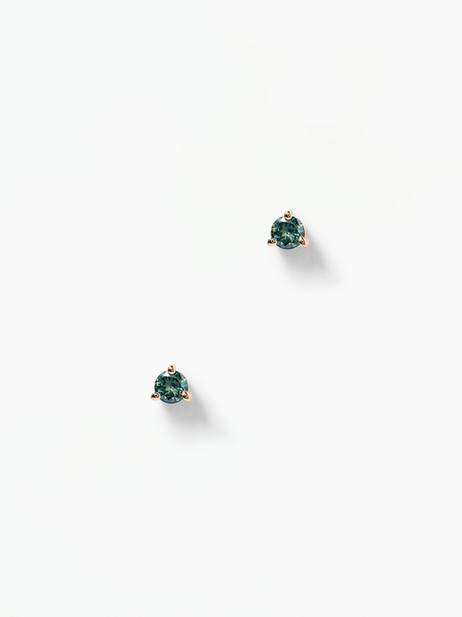 Medium round teal sapphire stud photo