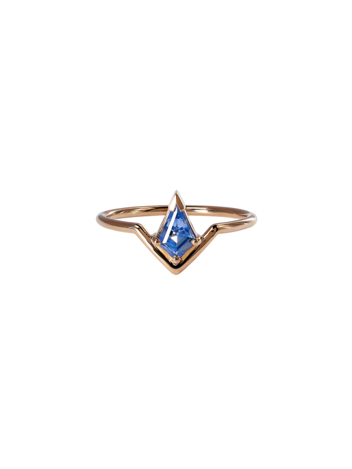 Kite Cut Blue Sapphire Nestled Ring photo