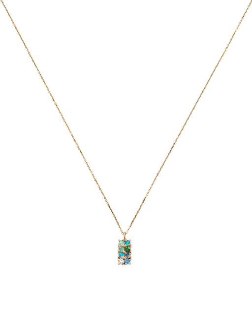 Opal, diamond, & tourmaline lattice necklace  photo