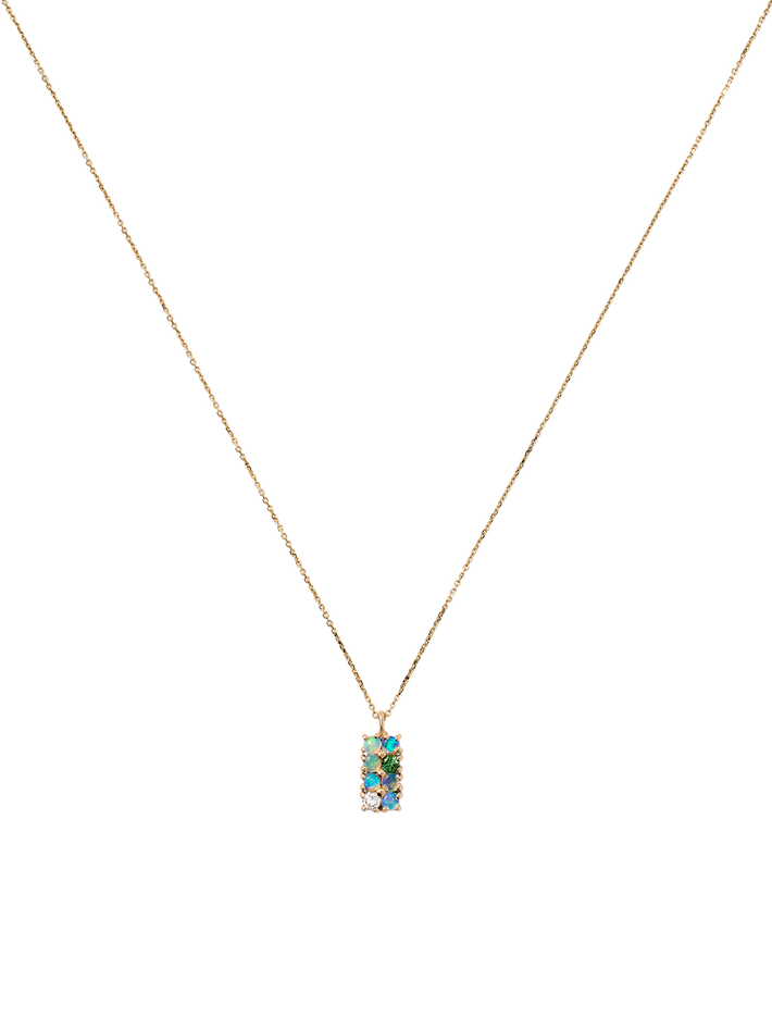 Opal, diamond, & tourmaline lattice necklace 