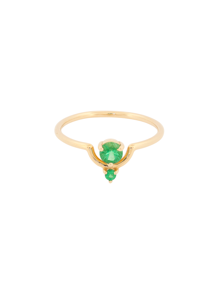 Nestled emerald ring