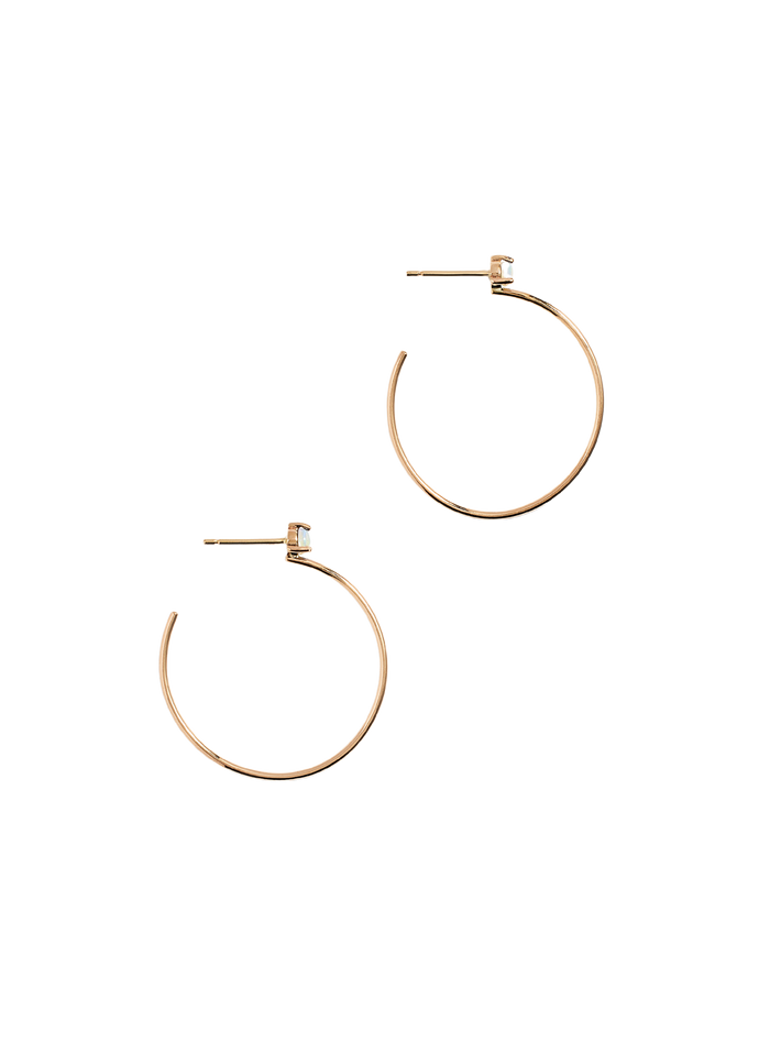 Large opal stud hoop earrings