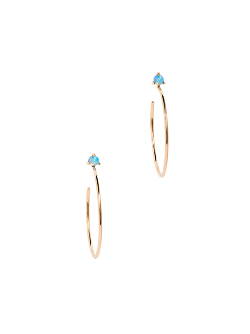 Large opal stud hoop earrings photo