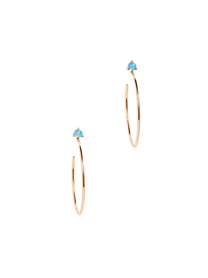 Large opal stud hoop earrings