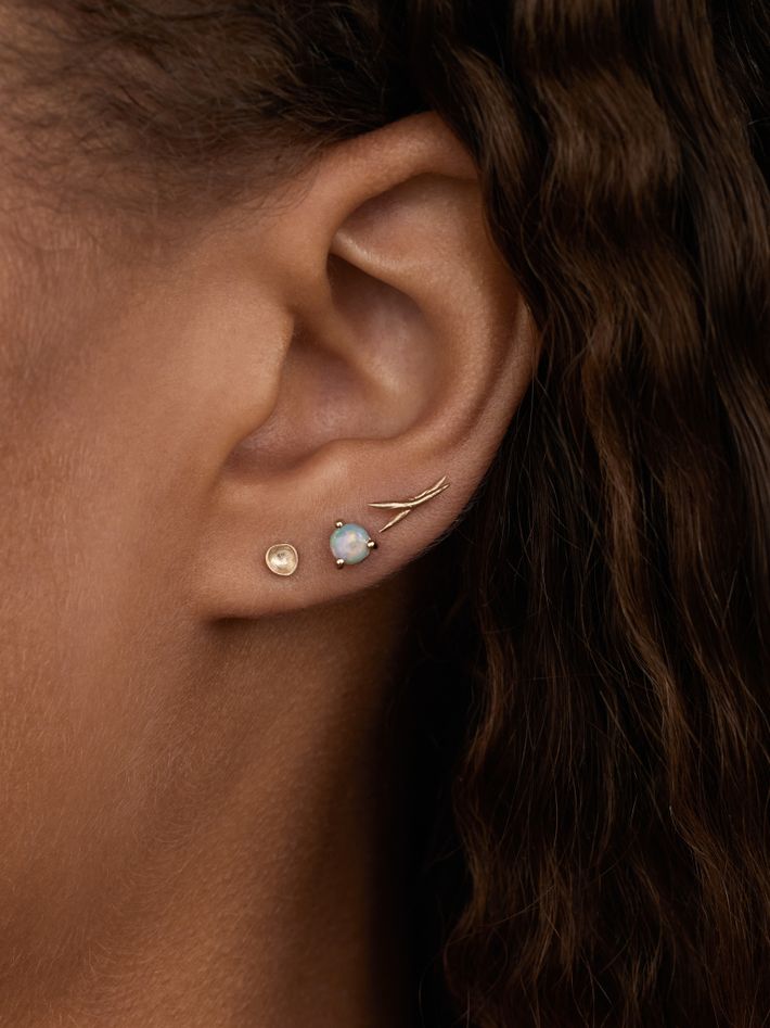 Large opal stud piercing earring