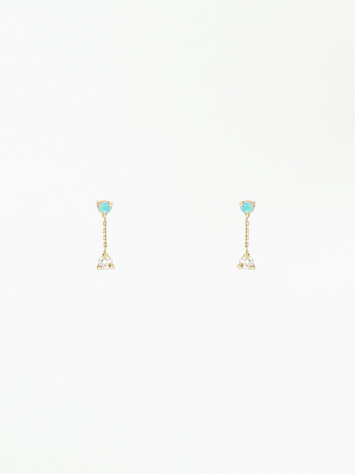 Small Two-Step Chain Earrings with Opal & Diamond photo