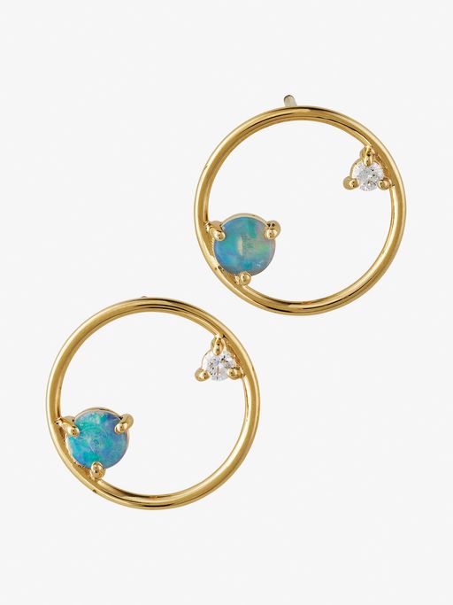 Opal and diamond circle earrings photo