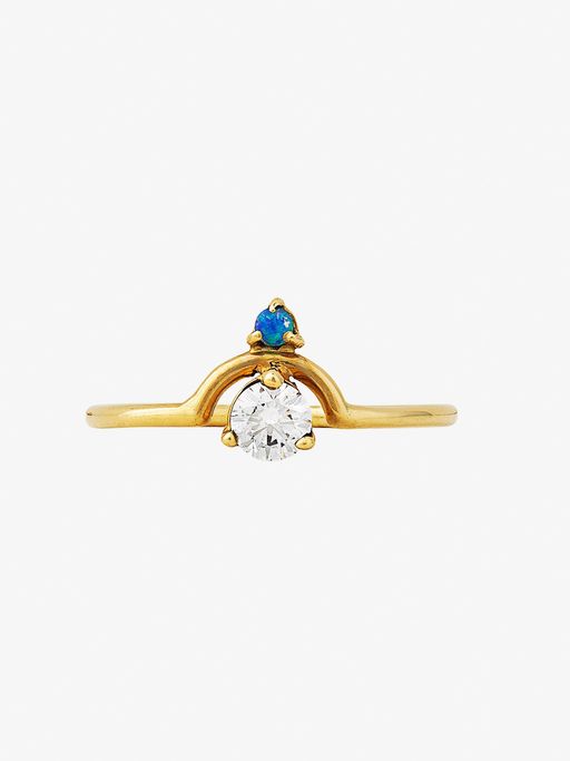 Small Nestled Diamond and Opal ring photo