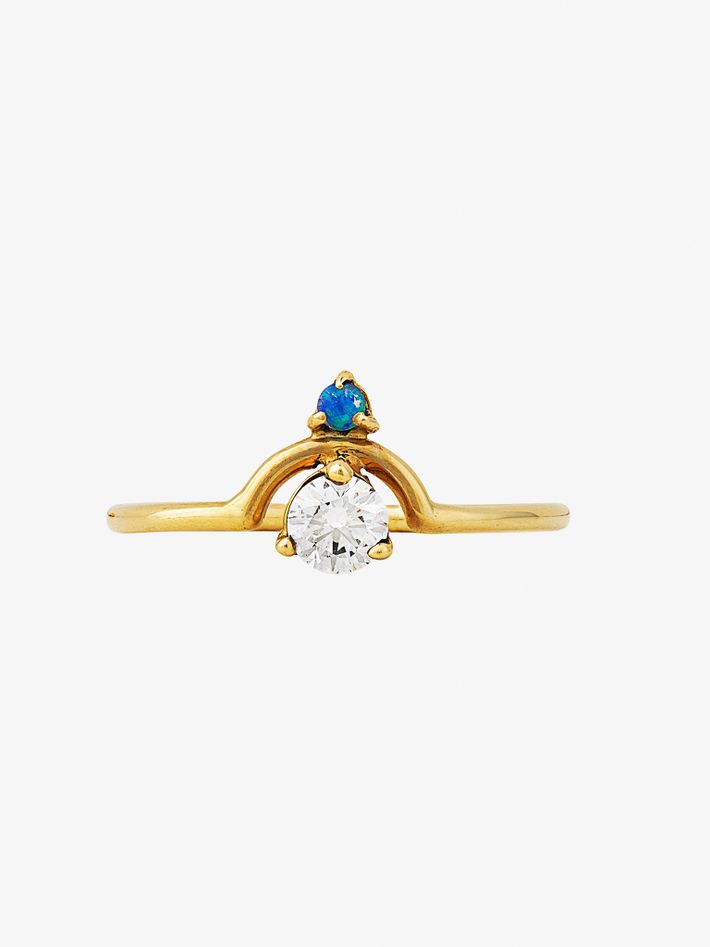 Small nestled opal and diamond ring
