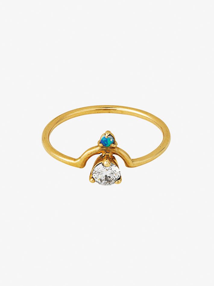 Small nestled opal and diamond ring