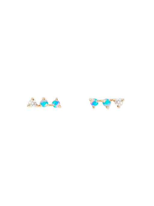 Three-step opal and diamond earrings photo