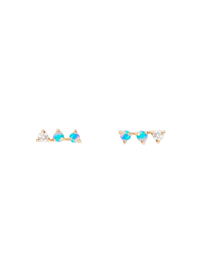 Three-step opal and diamond earrings