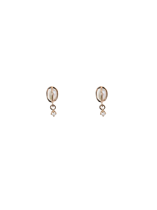 Caged pearl & diamond earrings photo