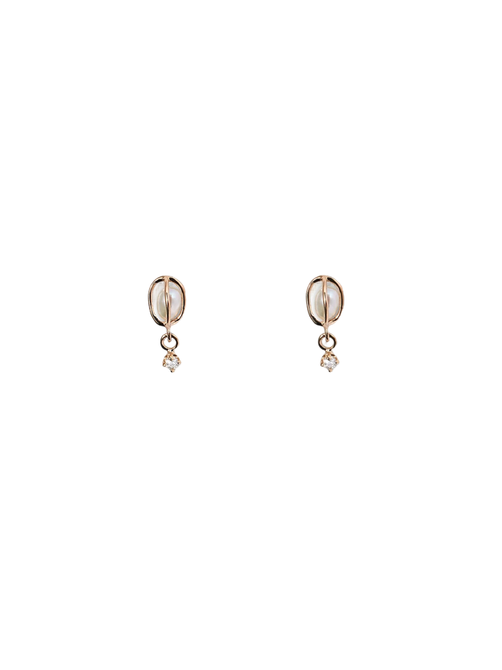 Caged pearl & diamond earrings