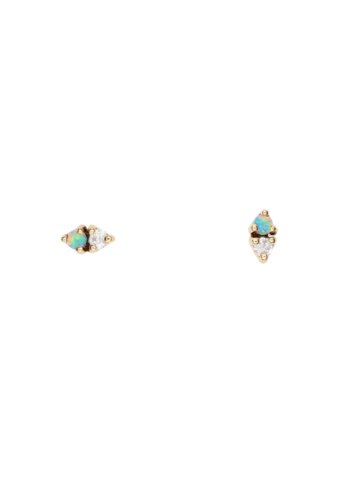Two-step earrings with opal & diamond photo