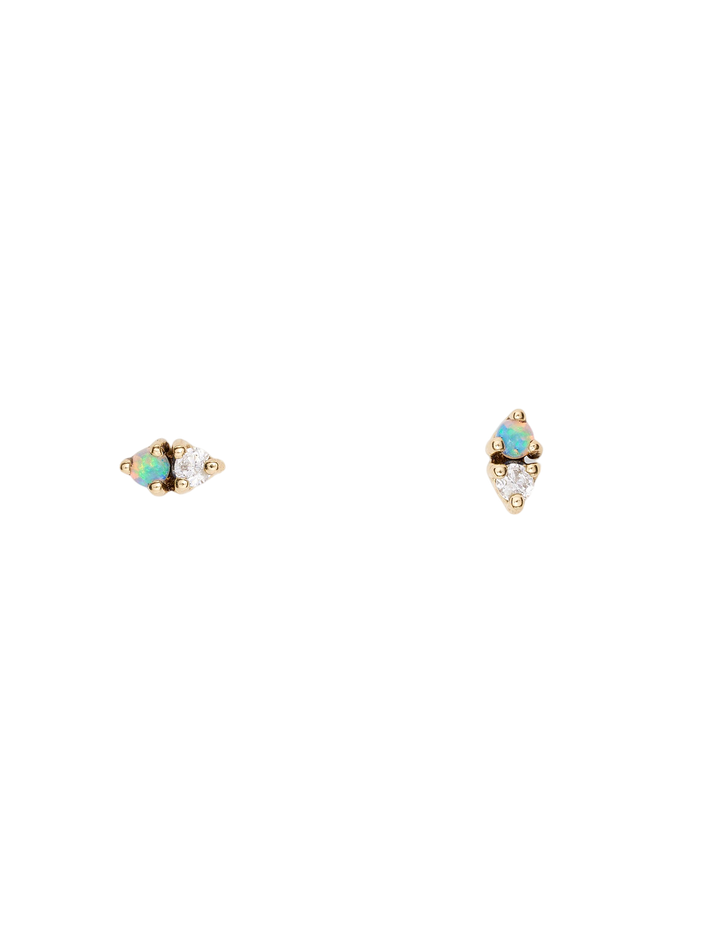 Two-Step Earrings with Opal & Diamond