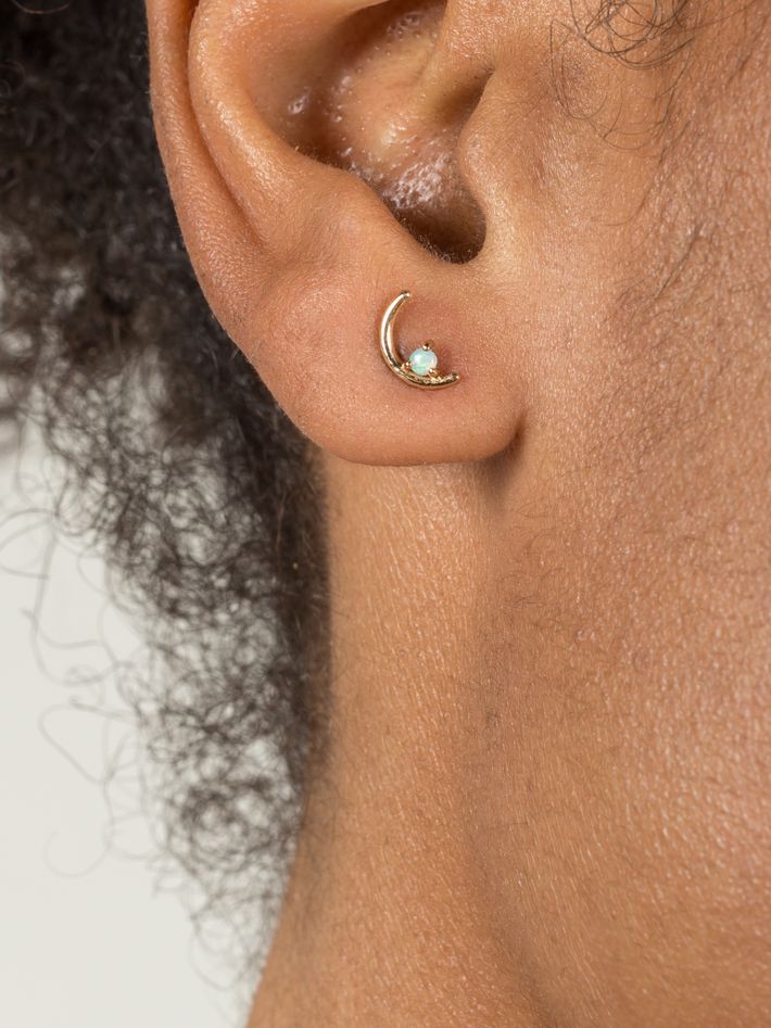 Offset opal arc earrings