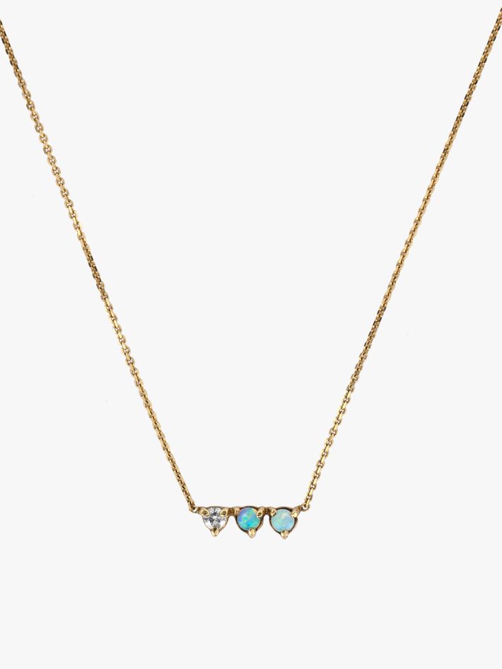 Three points opal and diamond necklace