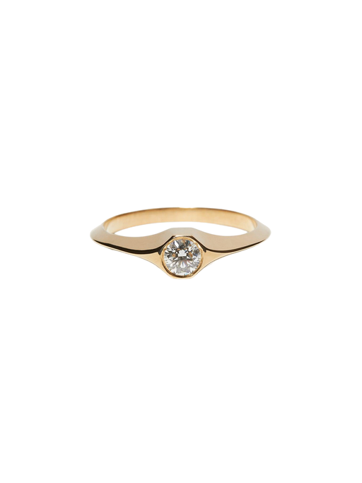 Small round diamond signet ring photo