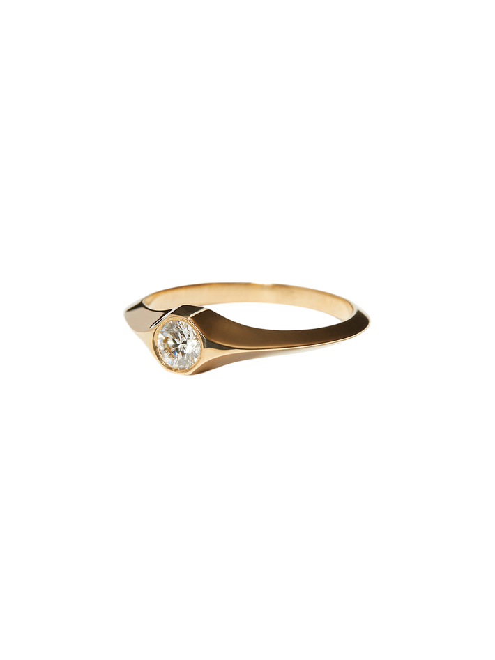 Small round diamond signet ring