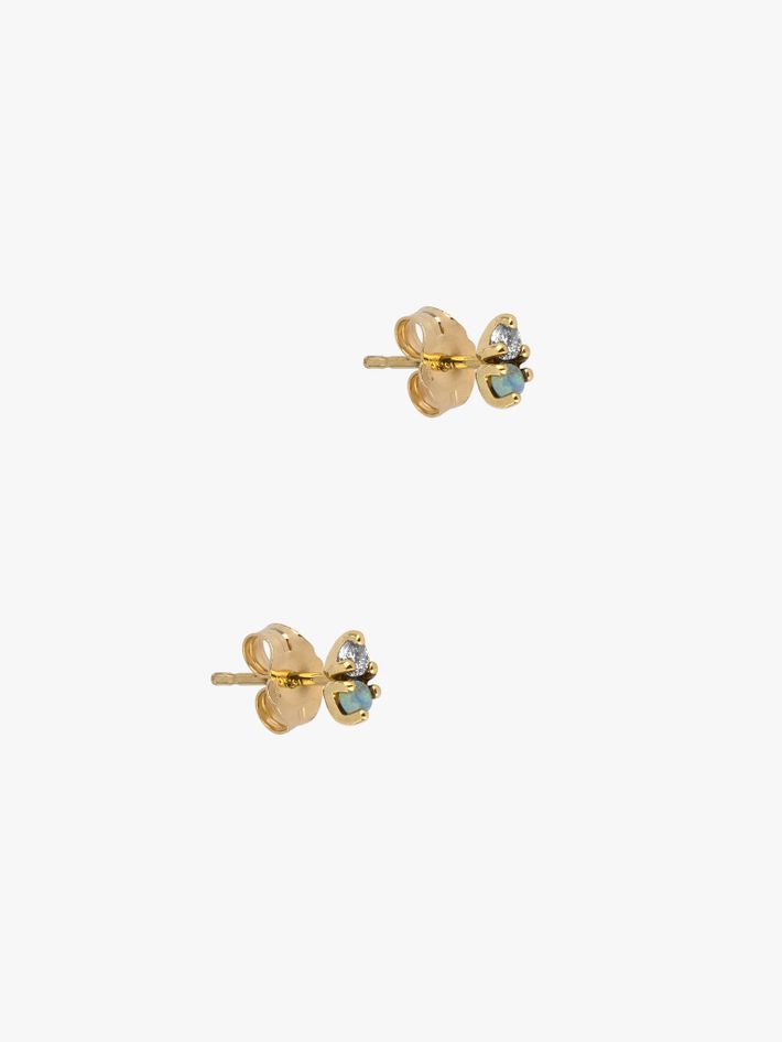 Two step opal and diamond earrings