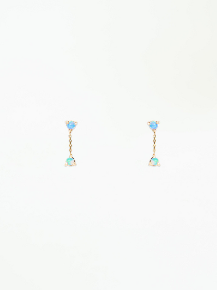 Small two-step chain drop earrings with opals