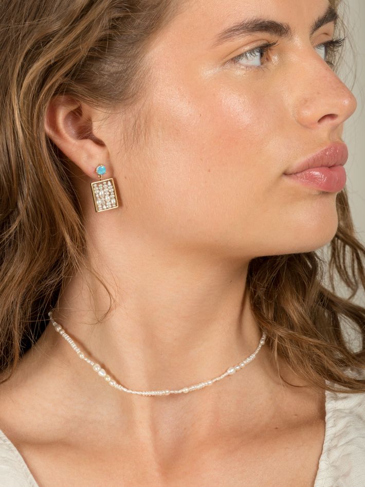 Small weaving pearl earrings