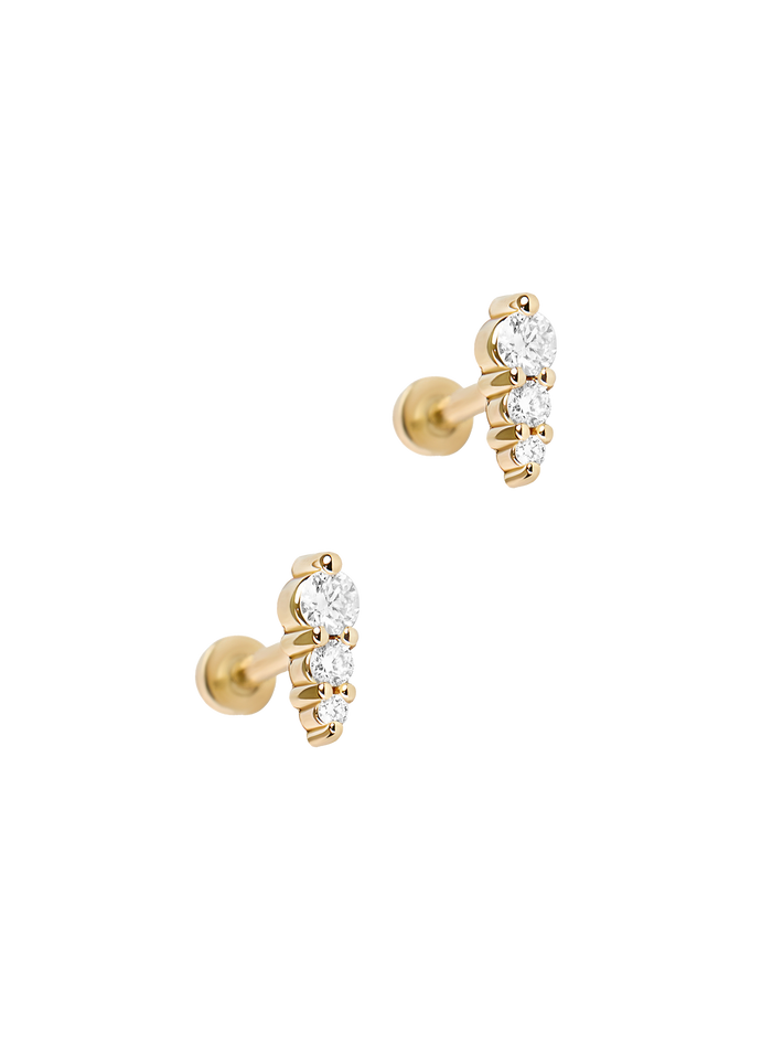 Trio flat back stud earring