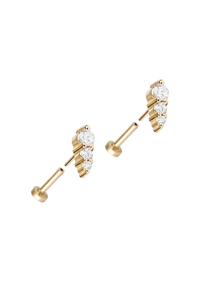 Trio flat back stud earring