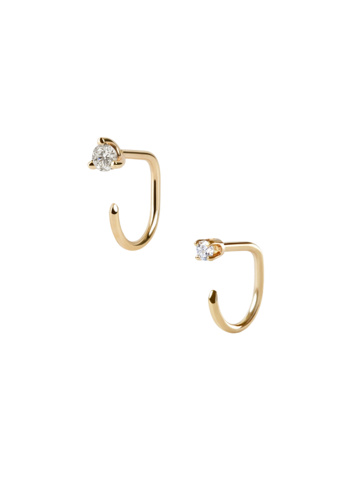 Diamond claw asymmetric earring pair photo