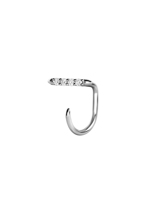 Needle claw earring, white gold photo