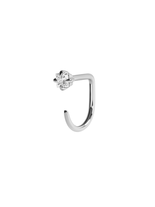 Square diamond claw earring, white gold photo