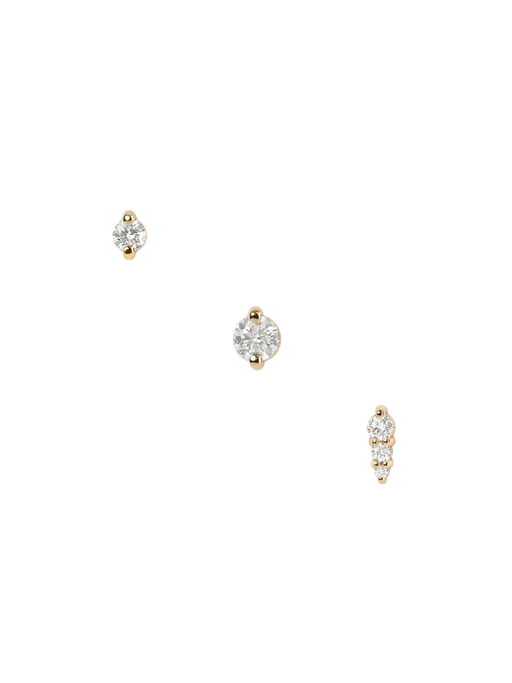 Diamond trio flat back earring set photo