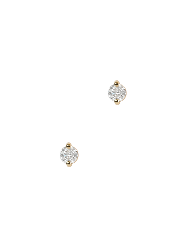 Diamond pinch flat back stud earring, 3mm