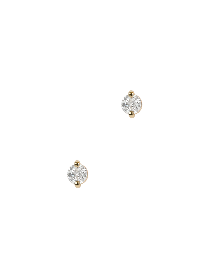 Pinch Flat Back Stud Earring, 3mm Diamond