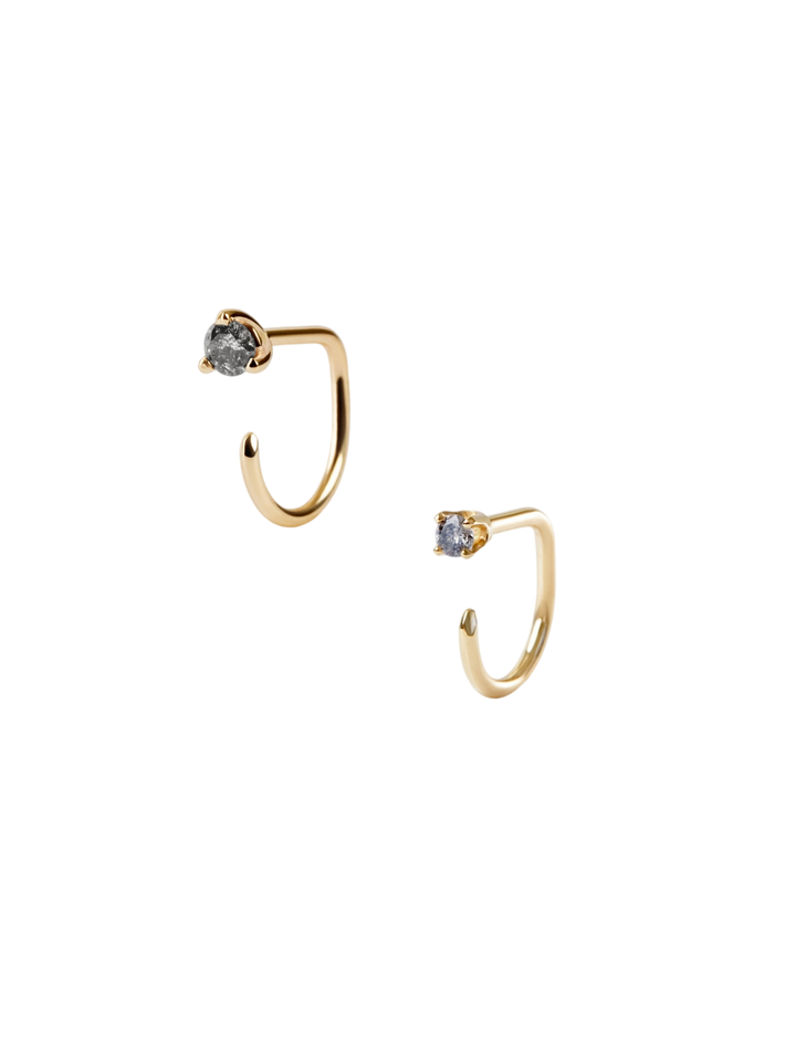 Grey diamond claw asymmetric earring pair