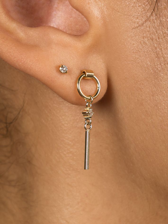 Fūrin diamond flat back stud earring
