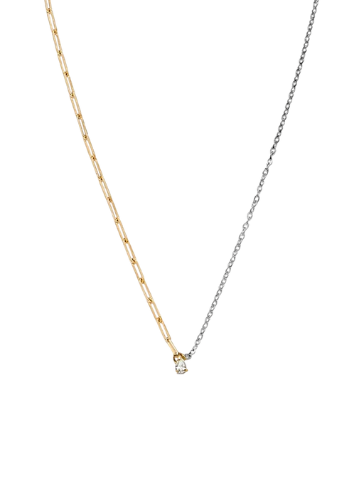 Pear diamond 0.10 solitaire necklace mixed gold (Refurbished) photo